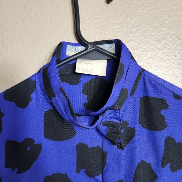 Galeries Lafayette Collection VTG Wmns Purple/Black Abstract Blouse-Size M/EU 40 - Picture 2 of 5